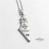 Am Yisrael Chai Israel Map Necklace — sterling silver memorial pendant on white