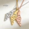Shema Yisrael Israel Map Necklace — silver, gold and rose gold Shema pendants on stone