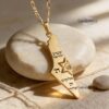 Shema Yisrael Israel Map Necklace — gold plated Shema map pendant on stone