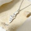 Shema Yisrael Israel Map Necklace — sterling silver pendant on pale stone