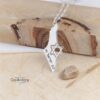 Israel Map Necklace with Cut-Out Star of David — map pendant on a wooden block with stone