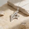 Silver Israel map necklace with Star of David on pale stone