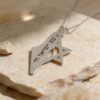 Engraved Israel map pendant with Am Yisrael Chai on stone