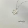 Silver Star of David pendant against onyx and olive wood