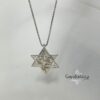 Silver Shema Yisrael star pendant on textured grey paper