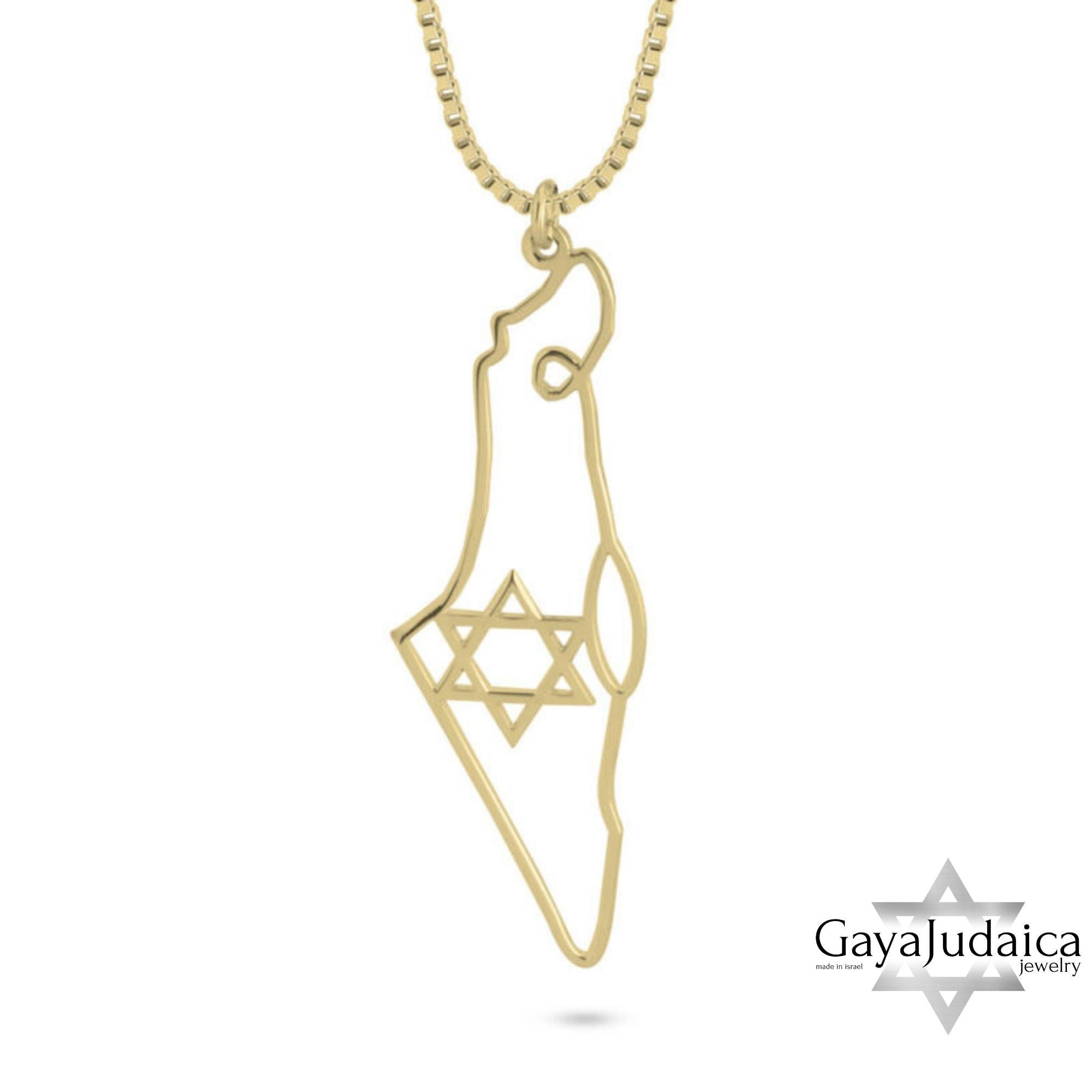 Israel Map Necklace, Star of David, Sterling Silver Jewish Jewelry Israel Map Necklace, Star of David, Sterling Silver Jewish Jewelry