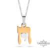 Two-Tone Chai Necklace: Sterling Silver & Gold, Jewish Symbol - handmade in Israel