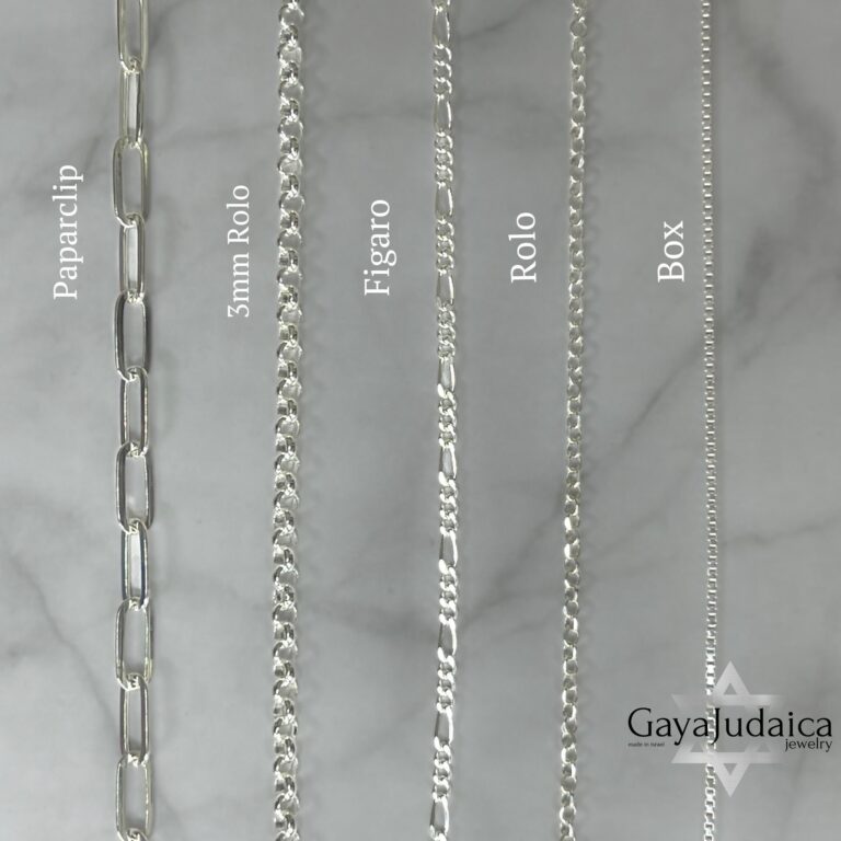 Sterling silver chain, box rolo figaro paperclip