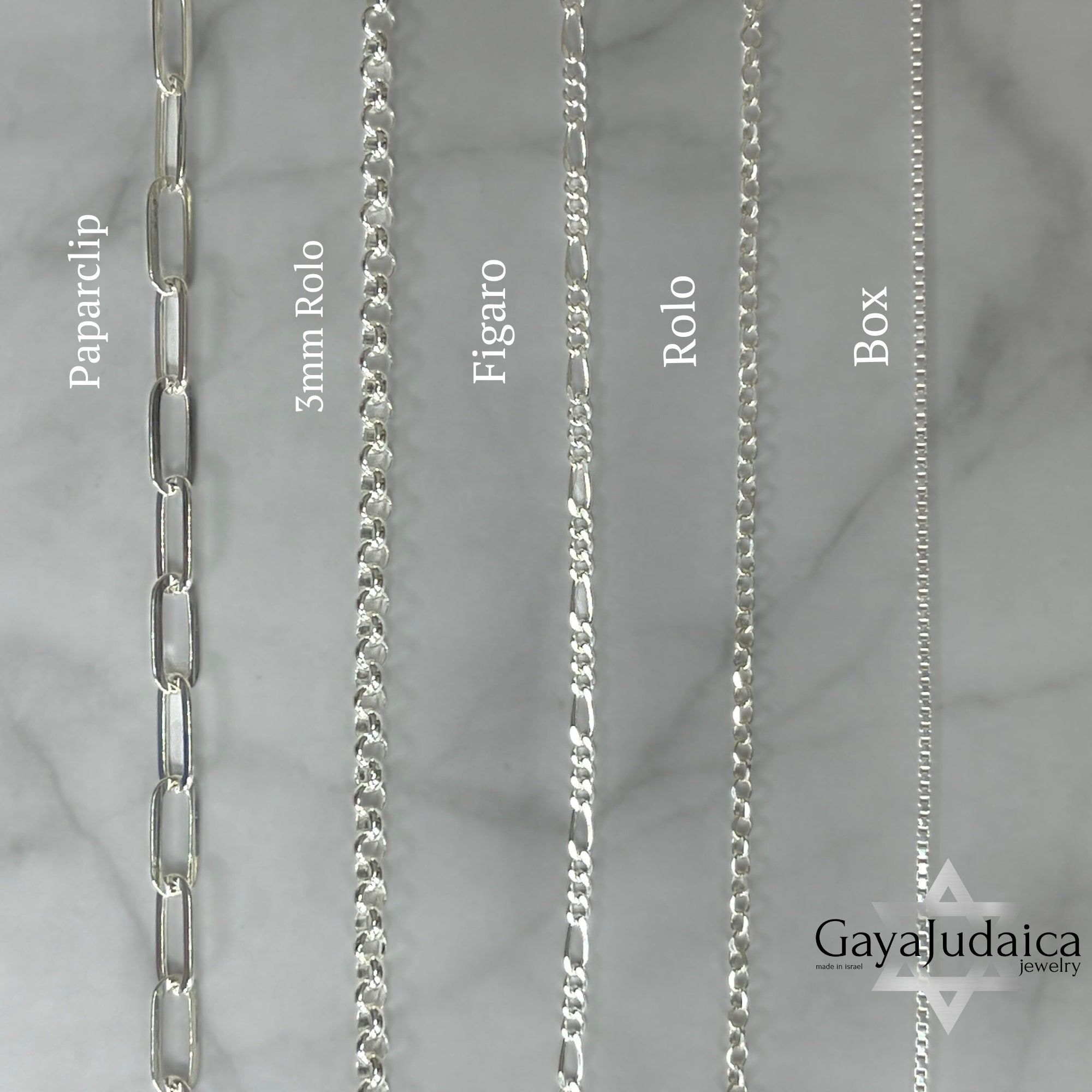 Sterling Silver Chain, Box, Rolo, Figaro or Paperclip, Silver or Gold Plated Sterling Silver Chain, Box, Rolo, Figaro or Paperclip, Silver or Gold Plated