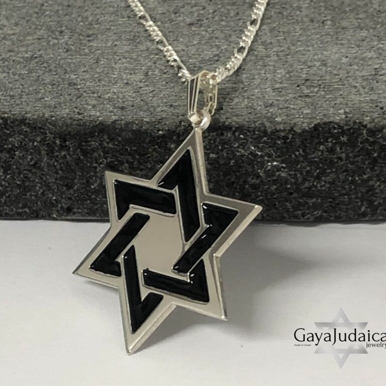 Two-Tone Sterling Silver Star of David Necklace: Men's Judaica Jewelry