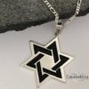 Two-Tone Sterling Silver Star of David Necklace: Men's Judaica Jewelry - handmade in Israel