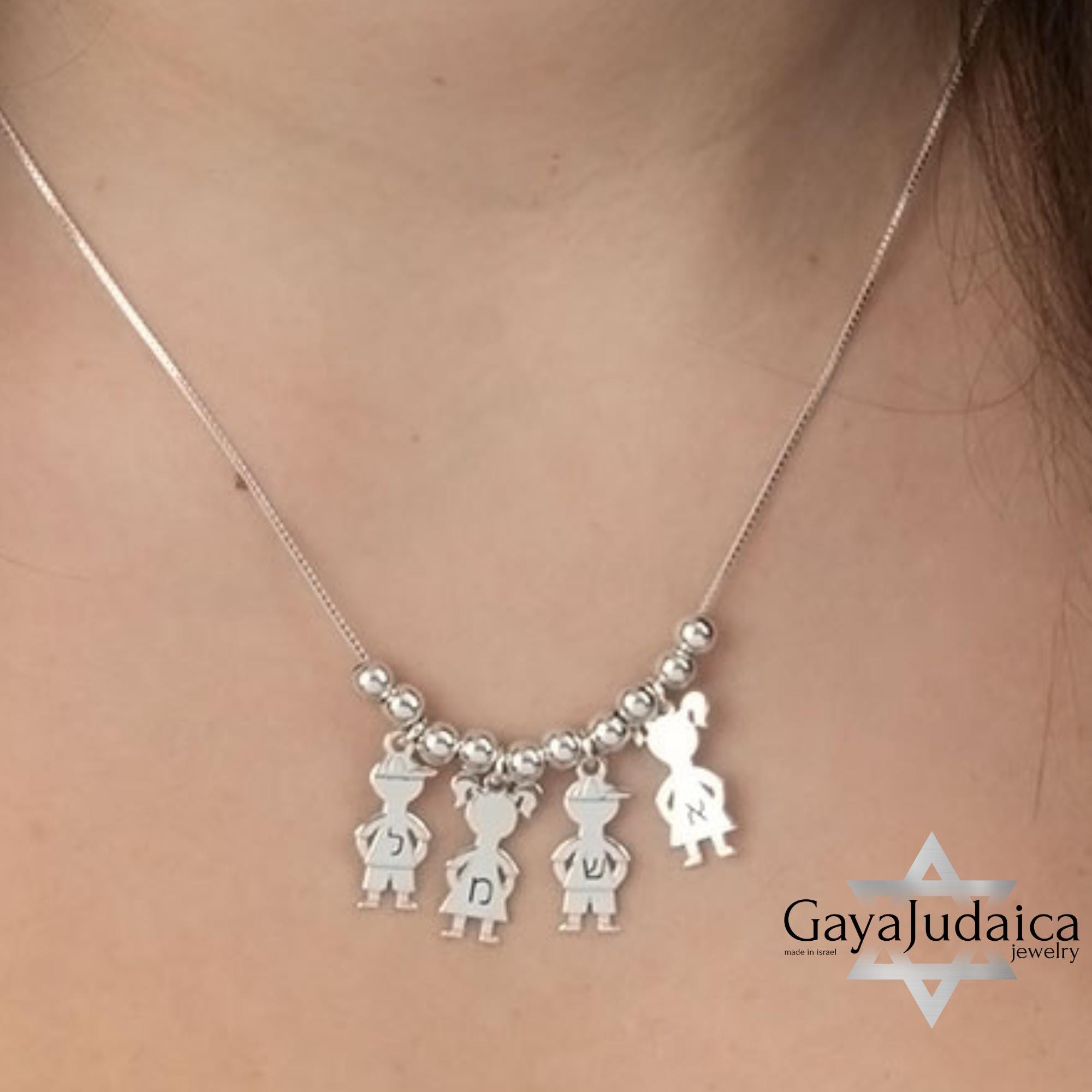 Handmade Boy & Girl Charm Necklace, Sterling Silver Mother's Jewelry- Mother's Day gifts Handmade Boy & Girl Charm Necklace, Sterling Silver Mother's Jewelry- Mother's Day gifts