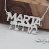 Personalized Two Names Necklace Hebrew & English: Sterling Silver Jewish Jewelry Gift-Mother's Day Gift - handmade in Israel