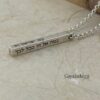 Custom Hebrew Bar Necklace for Men, Sterling Silver Vertical Name Pendant - handmade in Israel