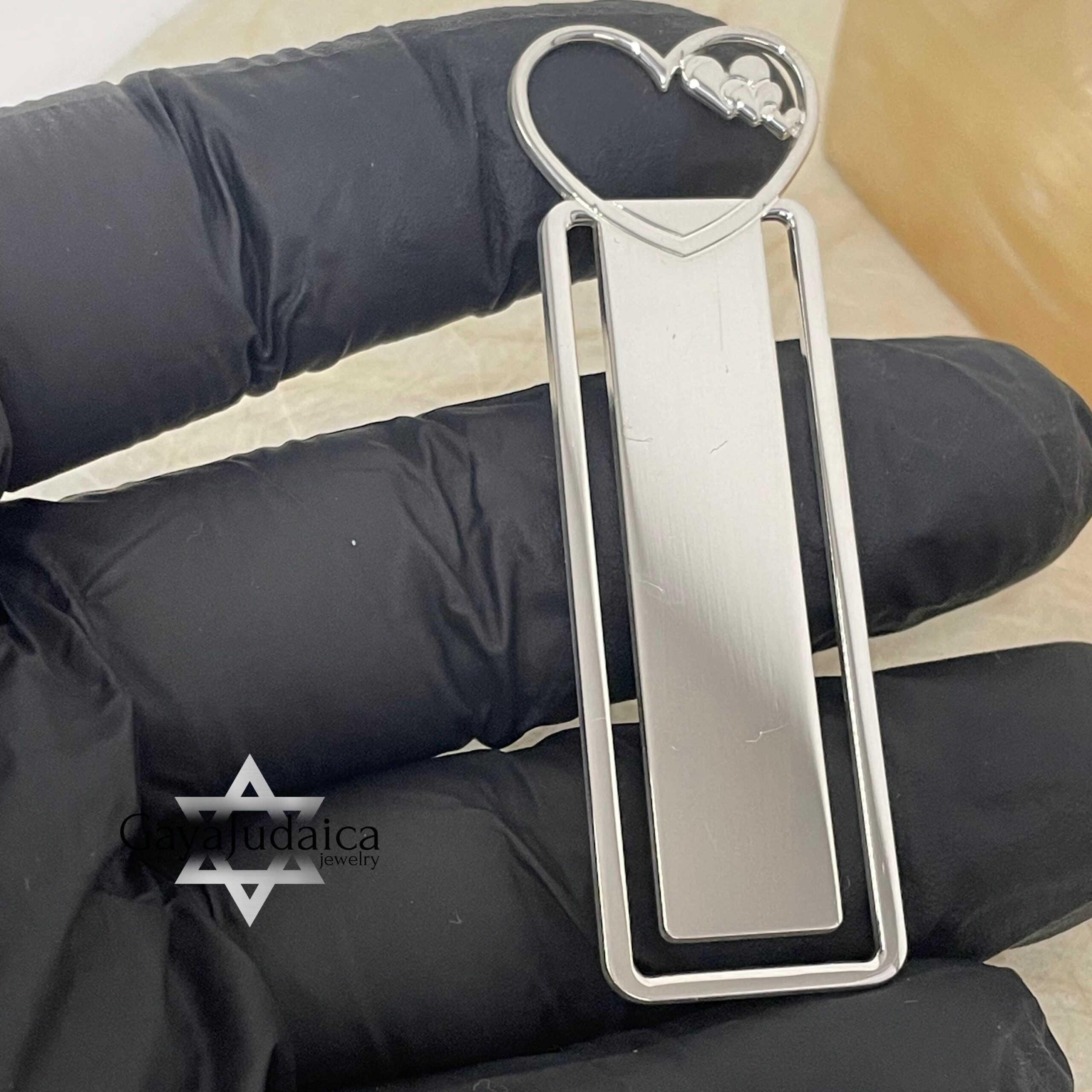 Sterling Silver Heart Bookmark, Hebrew/English Engraving, Judaica Gift Sterling Silver Heart Bookmark, Hebrew/English Engraving, Judaica Gift