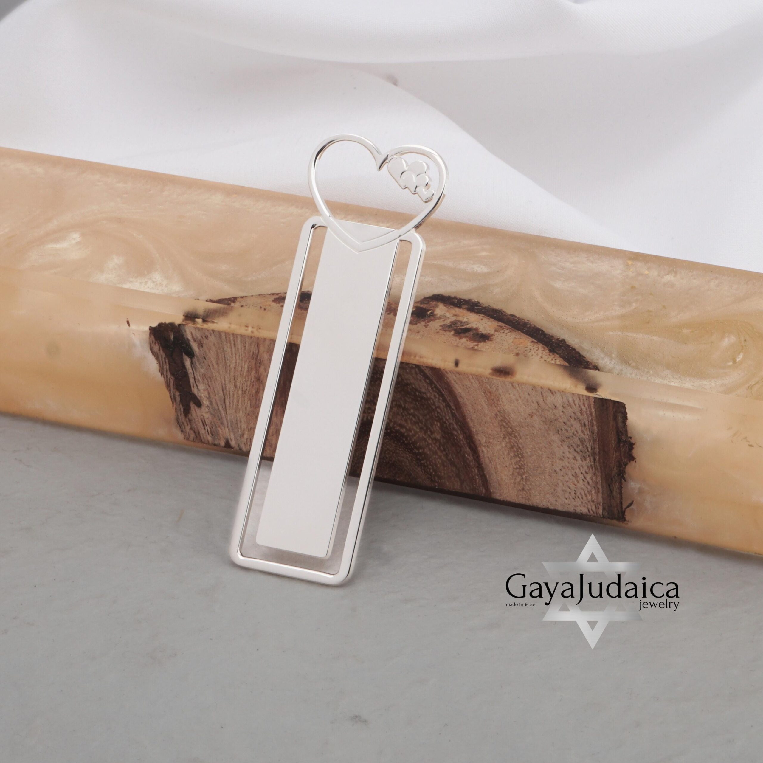 Sterling Silver Heart Bookmark, Hebrew/English Engraving, Judaica Gift Sterling Silver Heart Bookmark, Hebrew/English Engraving, Judaica Gift