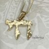 Solid gold hammered Chai pendant, handmade in Israel