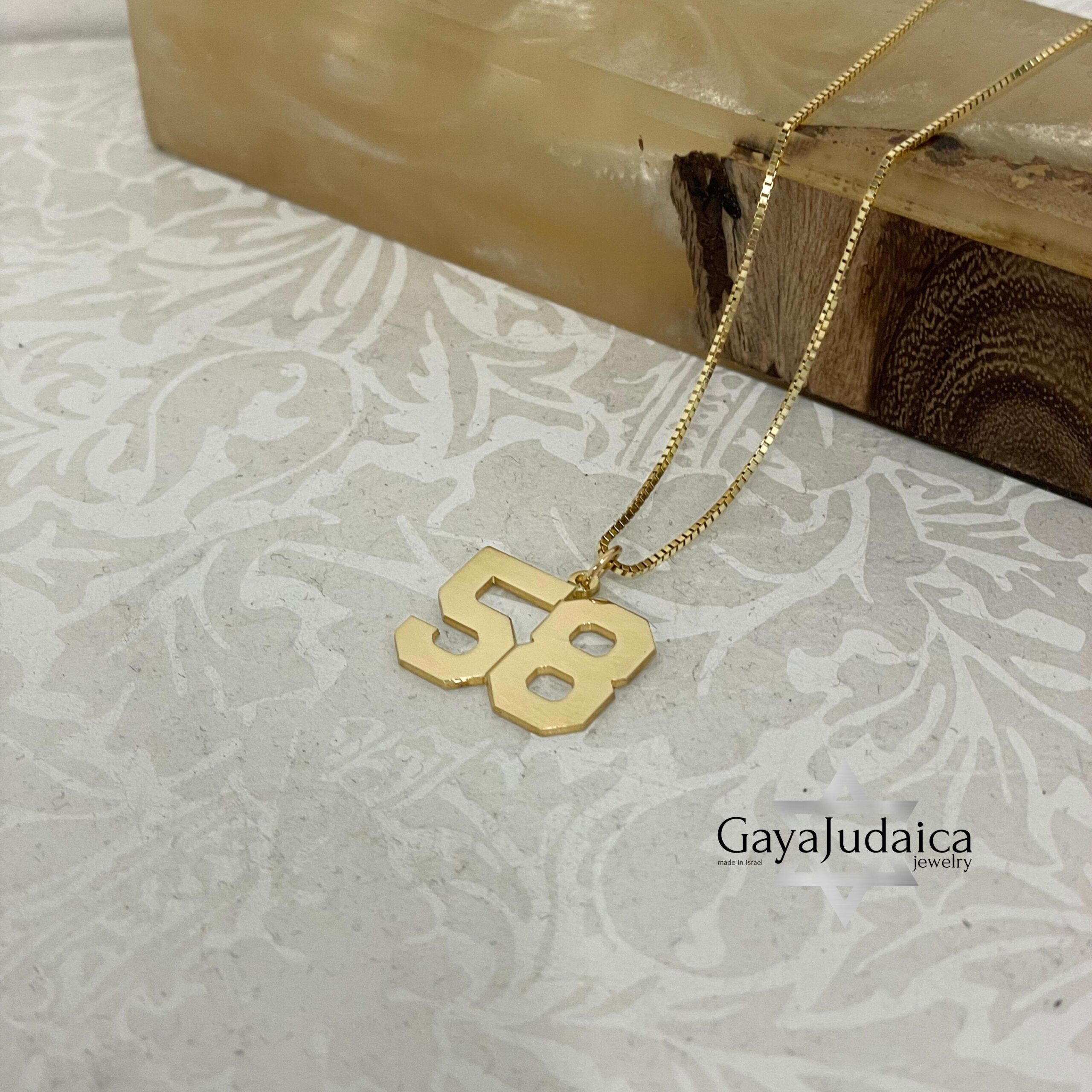 Number Necklace 14K Solid Gold, Custom Jersey or Anniversary Date, 17mm Pendant Number Necklace 14K Solid Gold, Custom Jersey or Anniversary Date, 17mm Pendant