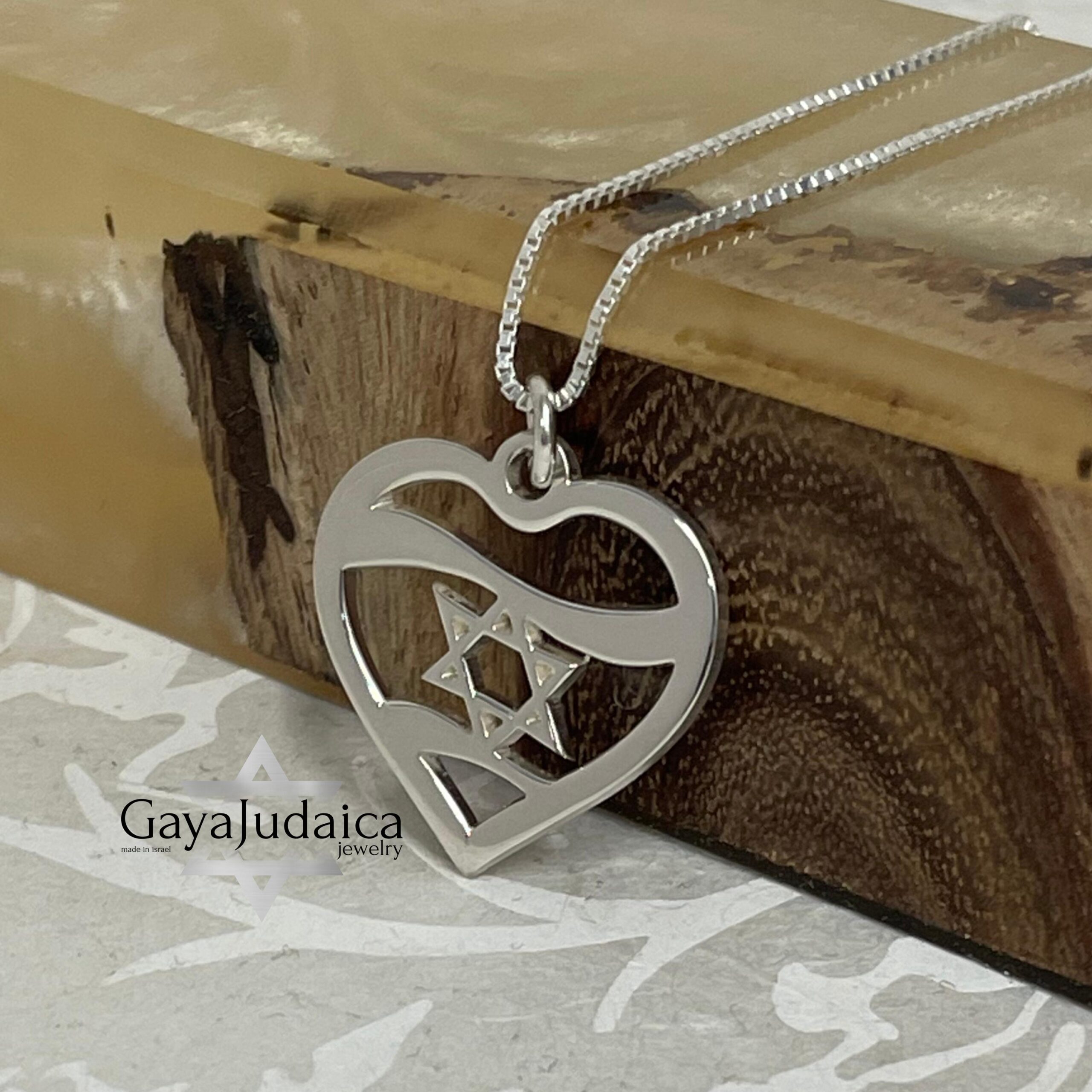 Sterling Silver Star of David Heart Necklace, Jewish Jewelry Gift Sterling Silver Star of David Heart Necklace, Jewish Jewelry Gift