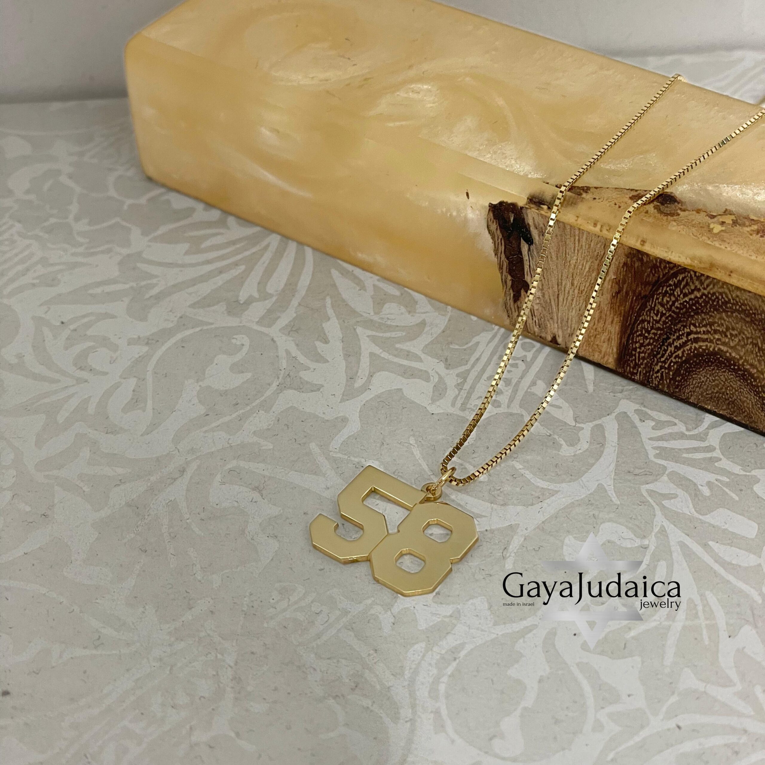 Number Necklace 14K Solid Gold, Custom Jersey or Anniversary Date, 17mm Pendant Number Necklace 14K Solid Gold, Custom Jersey or Anniversary Date, 17mm Pendant