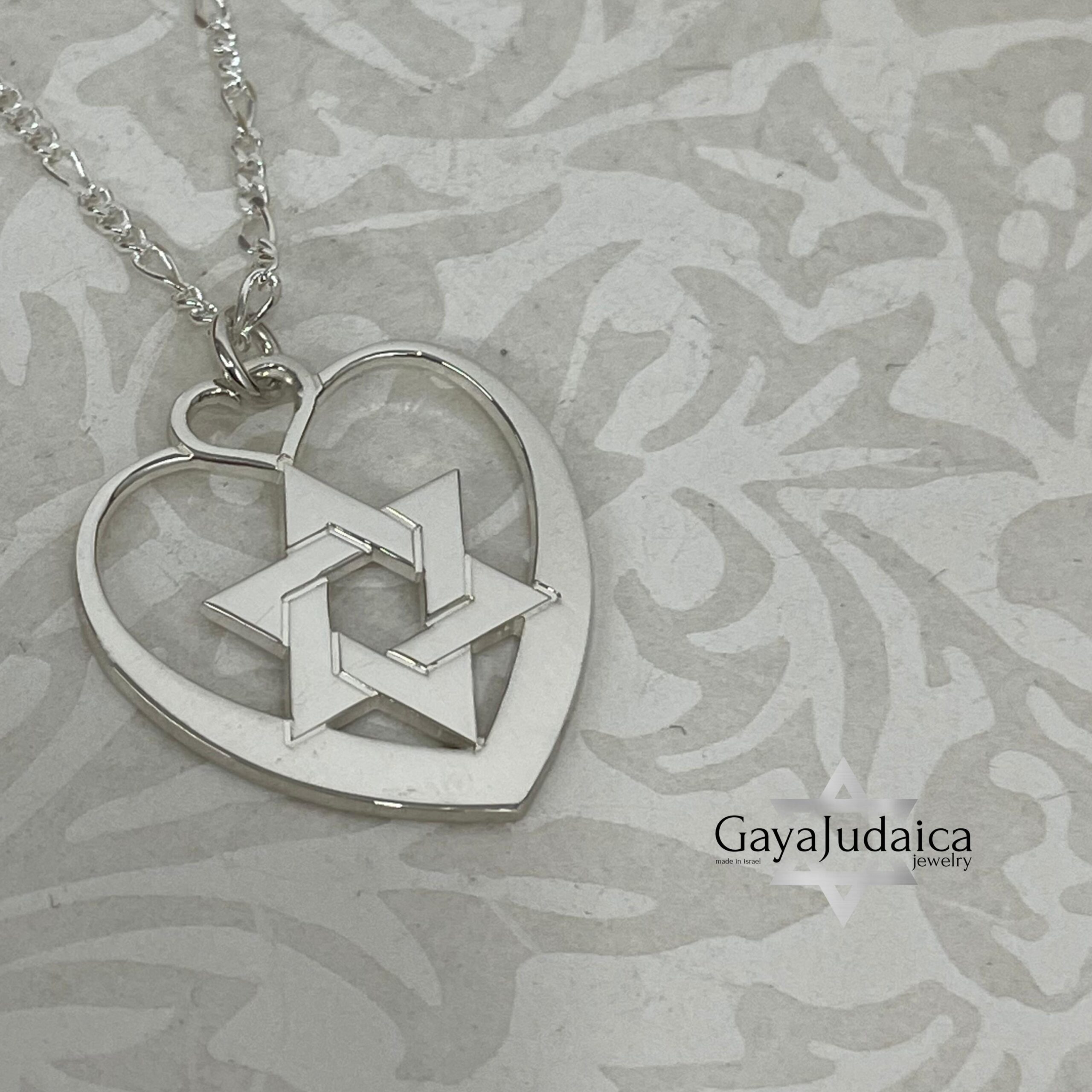 Heart Necklace with Star of David, Sterling Silver 25mm Pendant, Gold or Rose Plated Heart Necklace with Star of David, Sterling Silver 25mm Pendant, Gold or Rose Plated