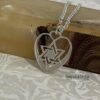 Jewish Star Heart Necklace Sterling Silver, 25mm Cutout Pendant, Gold or Rose Plated - handmade in Israel