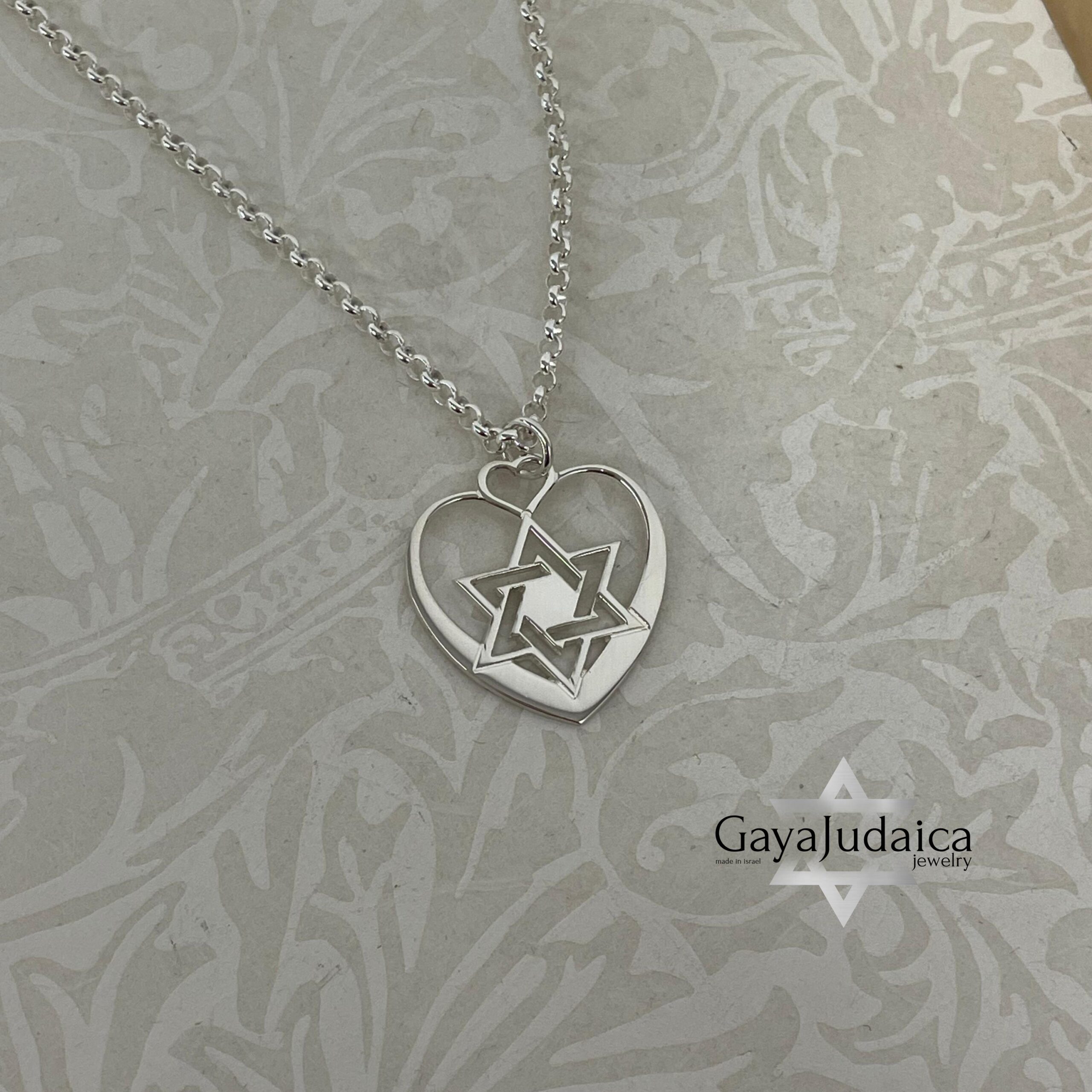 Heart Necklace with Star of David, Sterling Silver 25mm Pendant, Gold or Rose Plated Heart Necklace with Star of David, Sterling Silver 25mm Pendant, Gold or Rose Plated