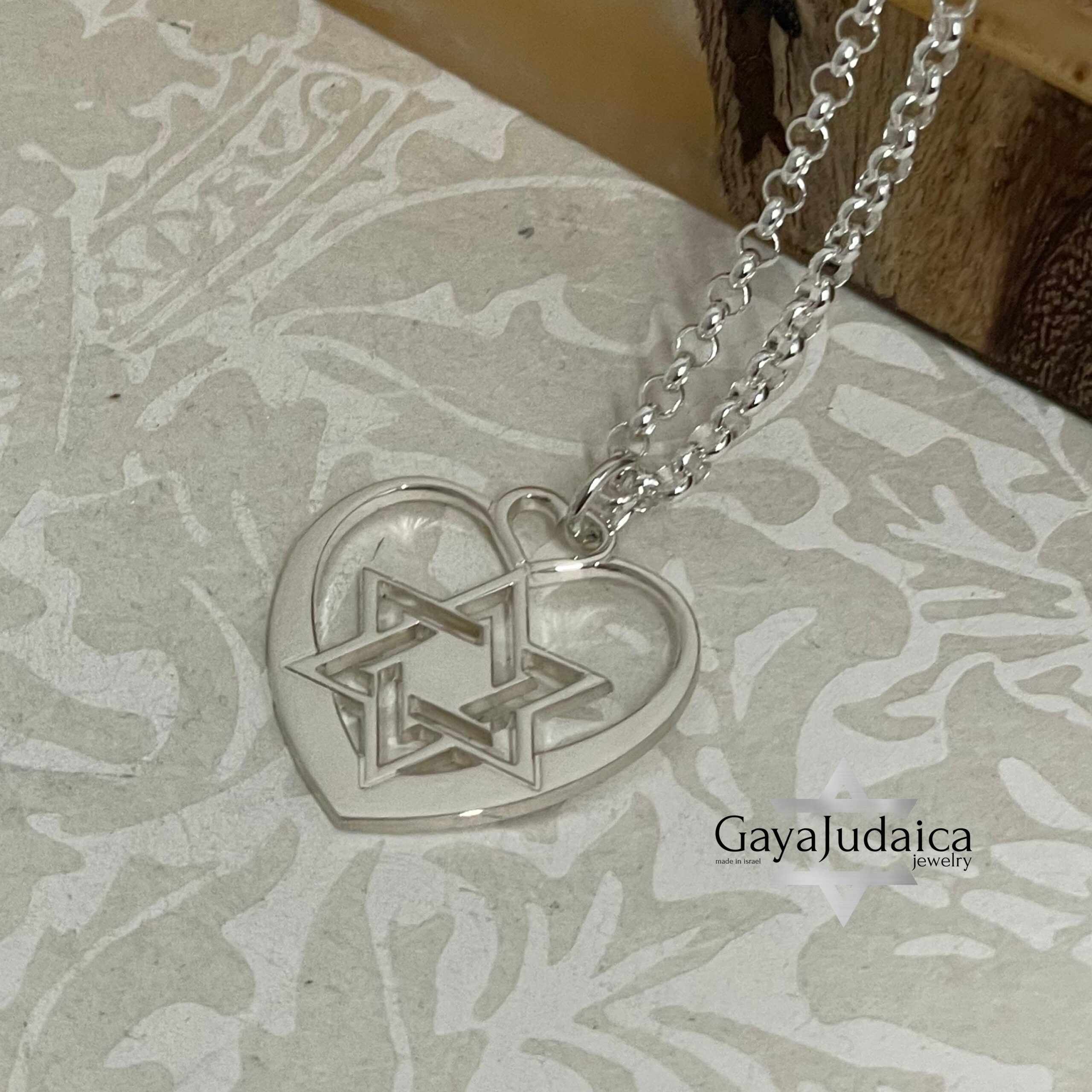 Jewish Star Heart Necklace Sterling Silver, 25mm Cutout Pendant, Gold or Rose Plated Jewish Star Heart Necklace Sterling Silver, 25mm Cutout Pendant, Gold or Rose Plated