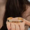 Hebrew Name Cuff Bracelet Sterling Silver, 8mm Engraved Bangle, Gold or Rose Plated - handmade in Israel