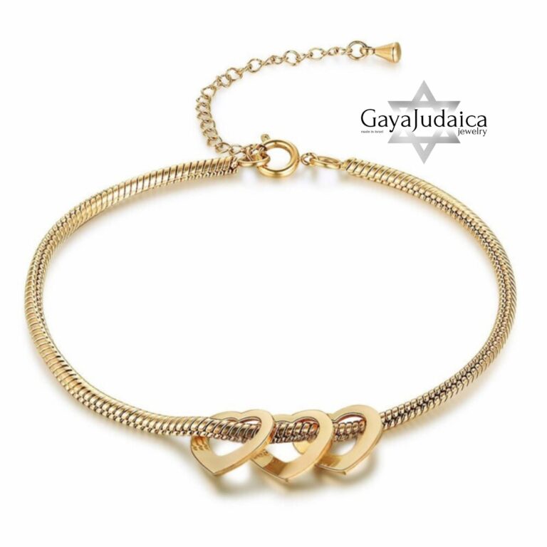 Mom Bracelet with Kids' Names: Engraved Heart Charms, Stainless Steel - handmade in Israel