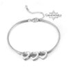 Mom Bracelet with Kids' Names: Engraved Heart Charms, Stainless Steel - handmade in Israel