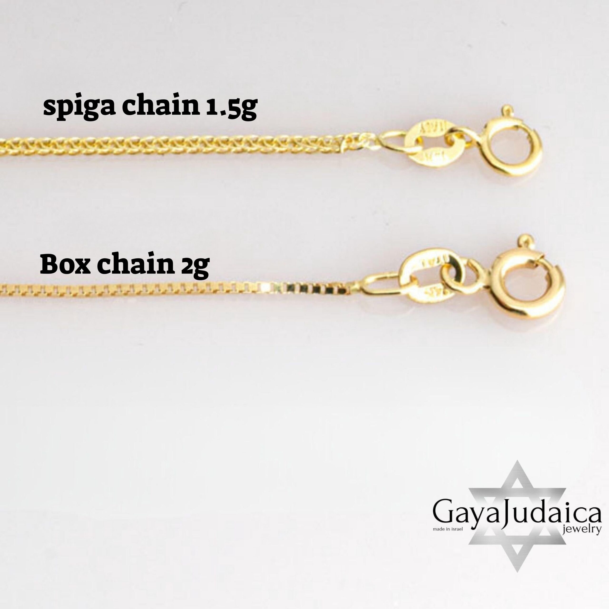 14K Gold Chain Necklace, Spiga, Box Chain 14K Gold Chain Necklace, Spiga, Box Chain