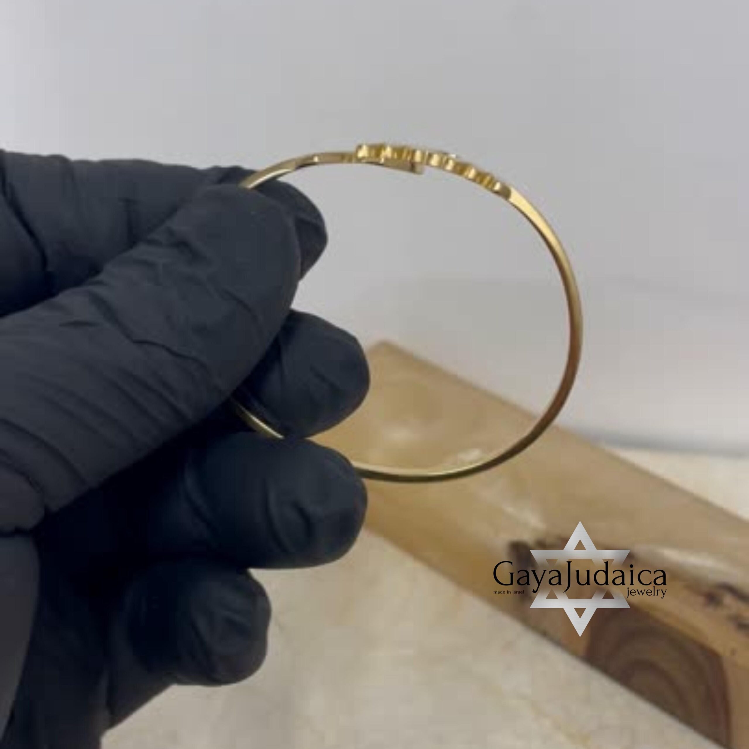 Personalized Mom Bangle with Engraved Hebrew Names, Sterling Silver, Gold Plated Personalized Mom Bangle with Engraved Hebrew Names, Sterling Silver, Gold Plated