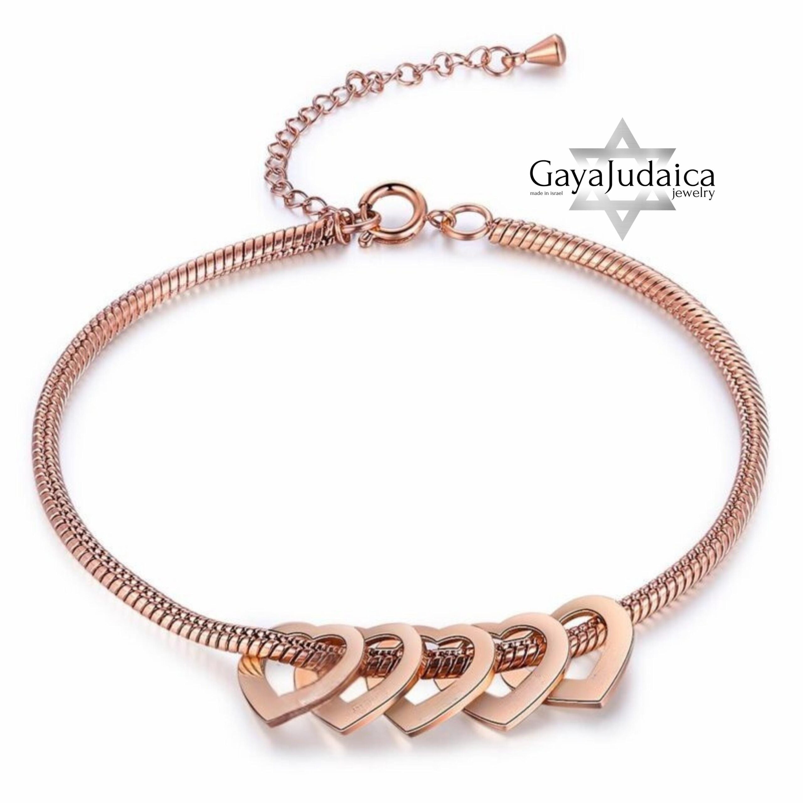 Mom Bracelet with Kids' Names, Engraved Heart Charms, Stainless Steel Mom Bracelet with Kids' Names, Engraved Heart Charms, Stainless Steel