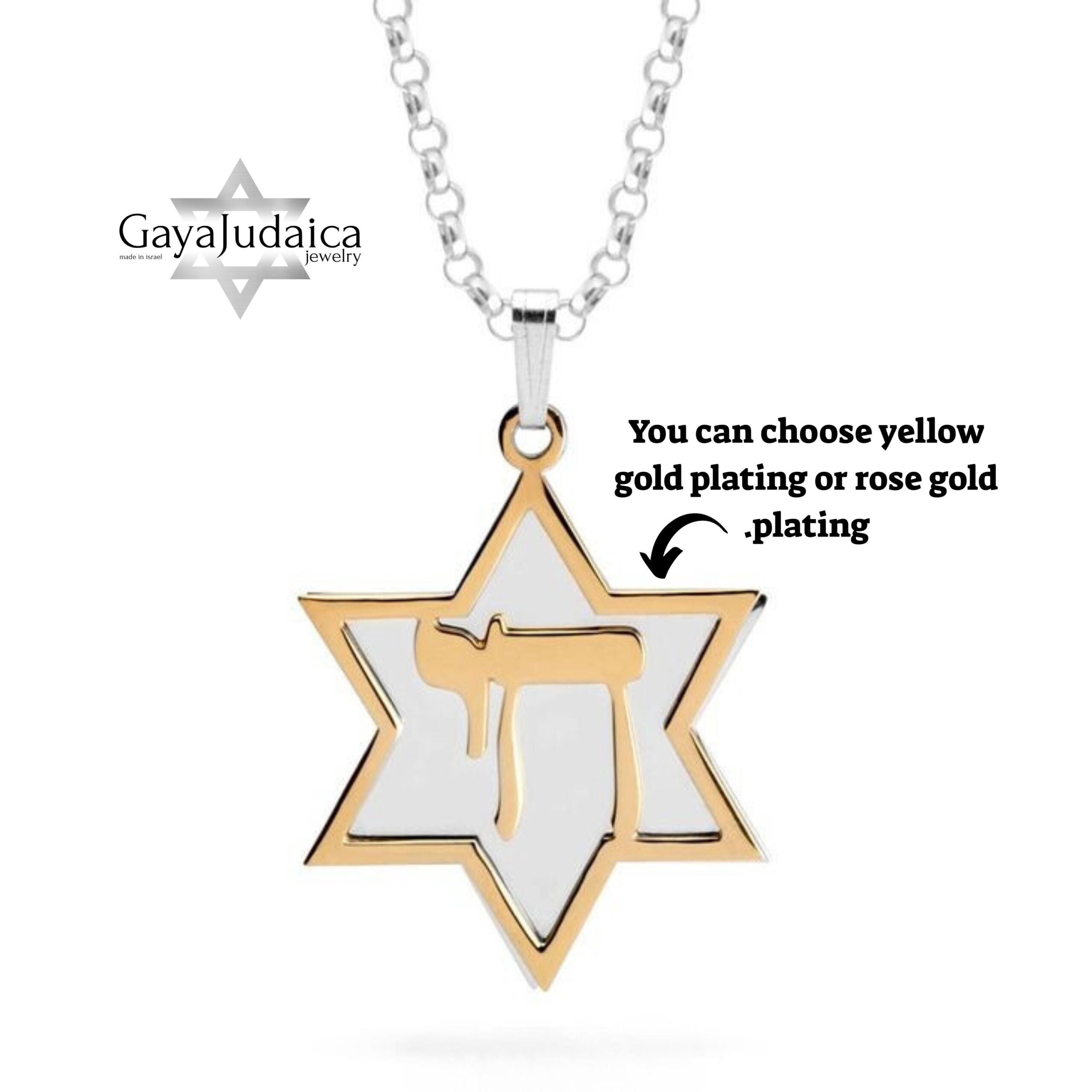 Large Chai Star of David Necklace, Sterling Silver Jewish Pendant Large Chai Star of David Necklace, Sterling Silver Jewish Pendant