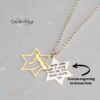 Gold Vermeil Star of David Necklace, Hebrew Verse Pendant in Sterling Silver - handmade in Israel