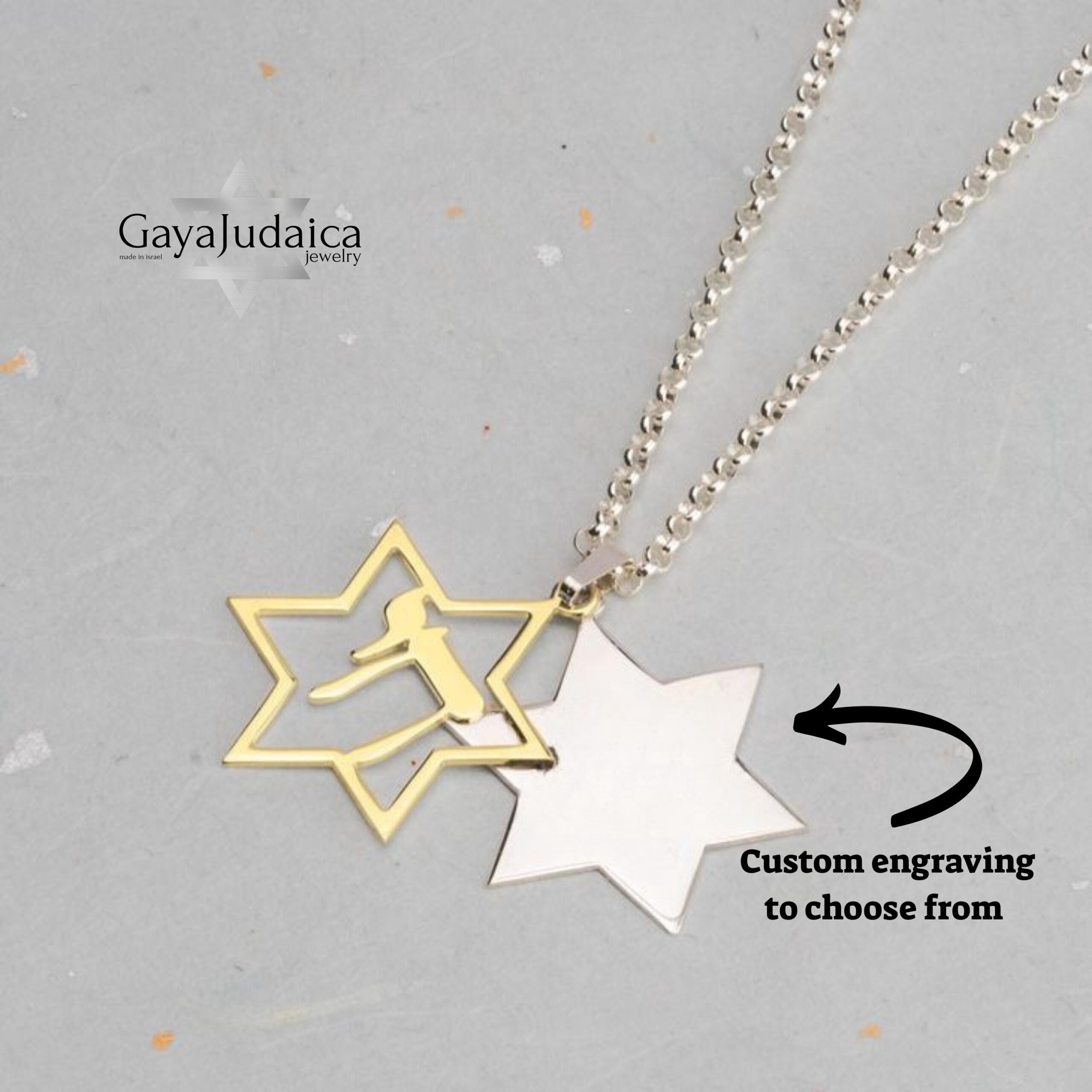 Large Chai Star of David Necklace, Sterling Silver Jewish Pendant Large Chai Star of David Necklace, Sterling Silver Jewish Pendant