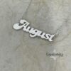 Sterling Silver Nameplate Necklace, Custom Script, Rose or Yellow Gold Plated, 27 mm - handmade in Israel