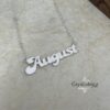 Sterling Silver Nameplate Necklace, Custom Script, Rose or Yellow Gold Plated, 27 mm - handmade in Israel