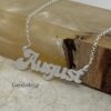 Sterling Silver Nameplate Necklace, Custom Script, Rose or Yellow Gold Plated, 27 mm - handmade in Israel