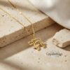 Chai Necklace 14K Solid Gold, Open Outline Hebrew Pendant 20mm, Yellow or White - handmade in Israel