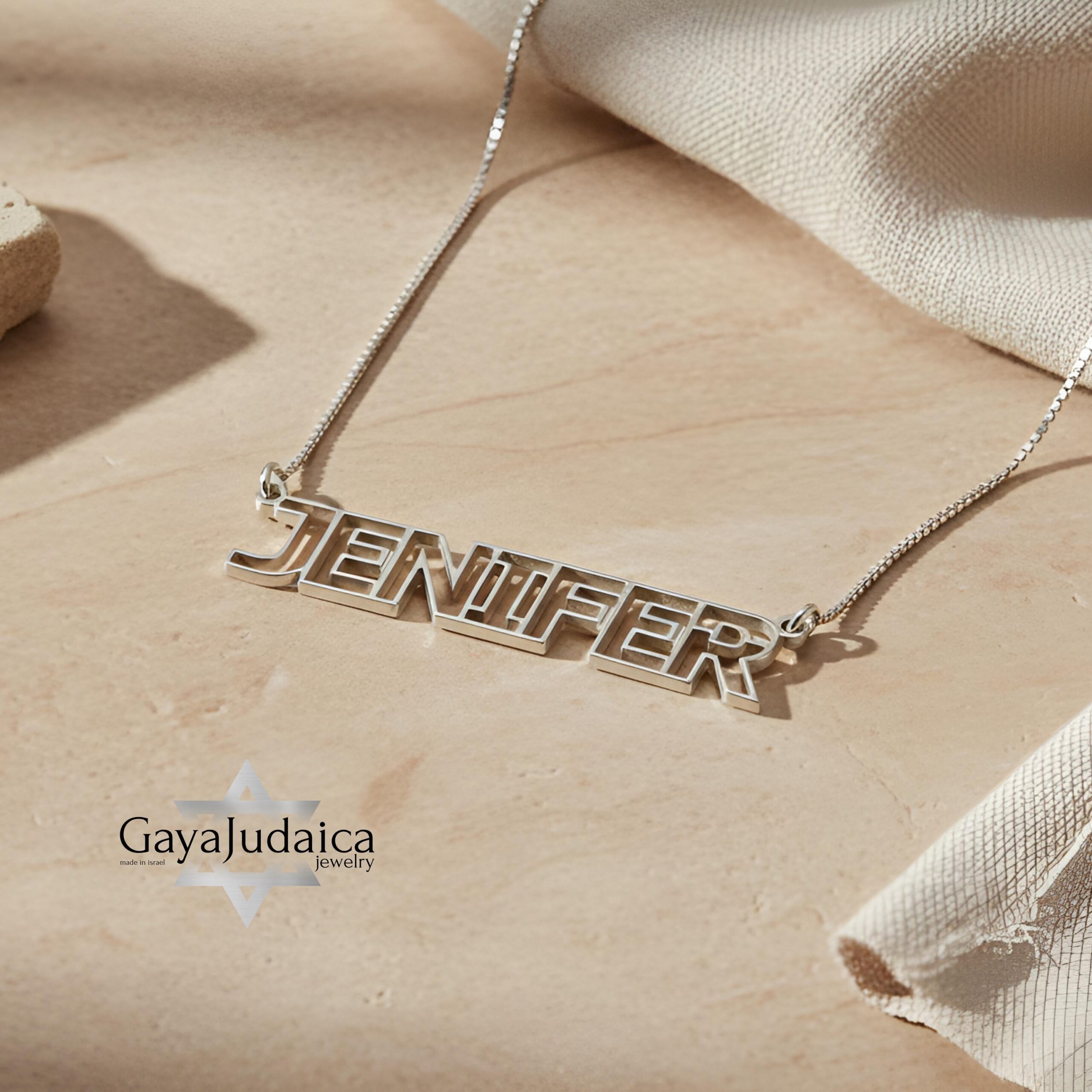Custom Sterling Silver Name Pendant, Rounded Even-Stroke Font, Gold Plated (40mm) Custom Sterling Silver Name Pendant, Rounded Even-Stroke Font, Gold Plated (40mm)