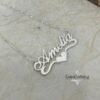 Sterling Silver Name Necklace with Heart, 925 Silver, Gold Plated (40mm) - handmade in Israel