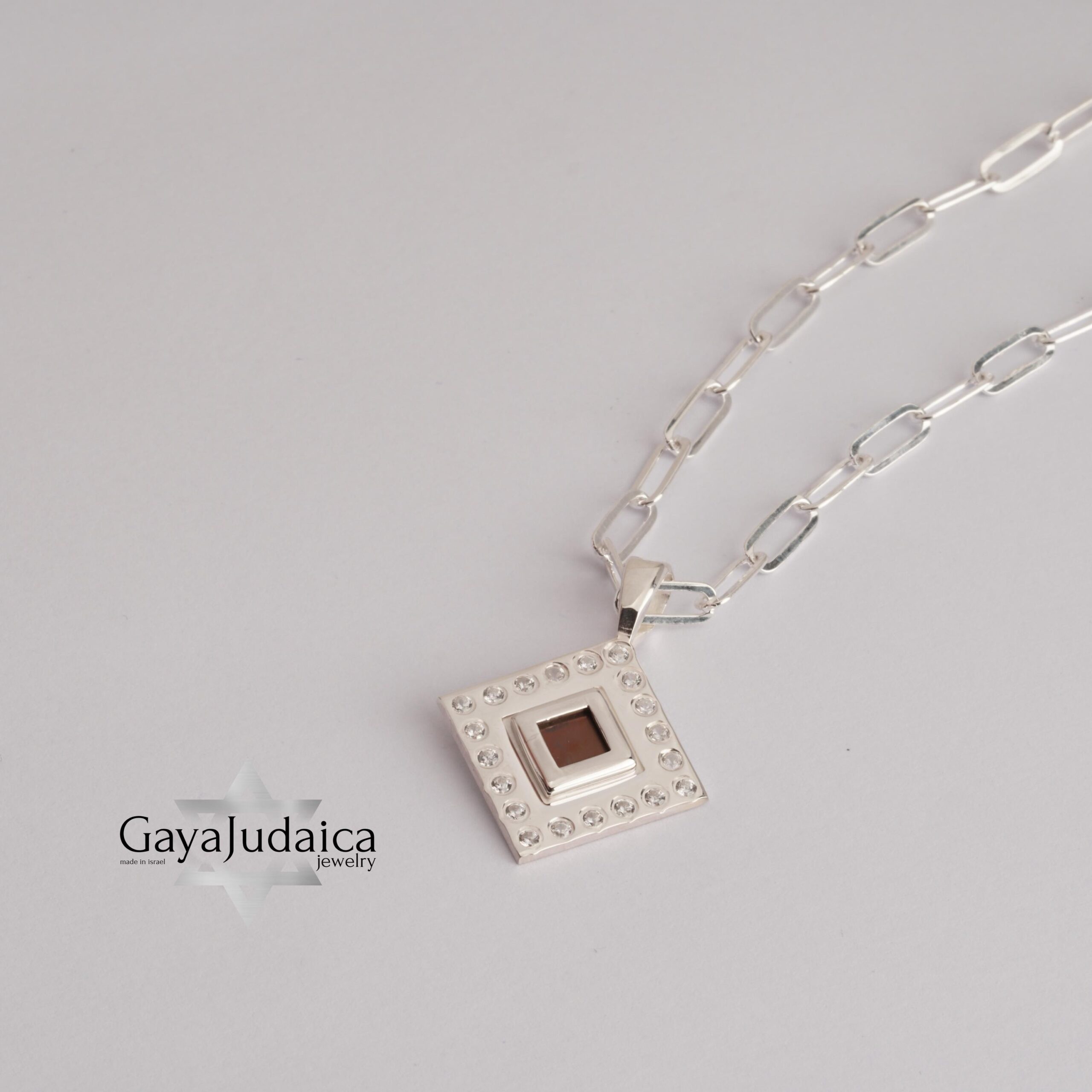 Nano Bible Sterling Silver Necklace, Zircon Paperclip Chain, Israeli Gift Nano Bible Sterling Silver Necklace, Zircon Paperclip Chain, Israeli Gift
