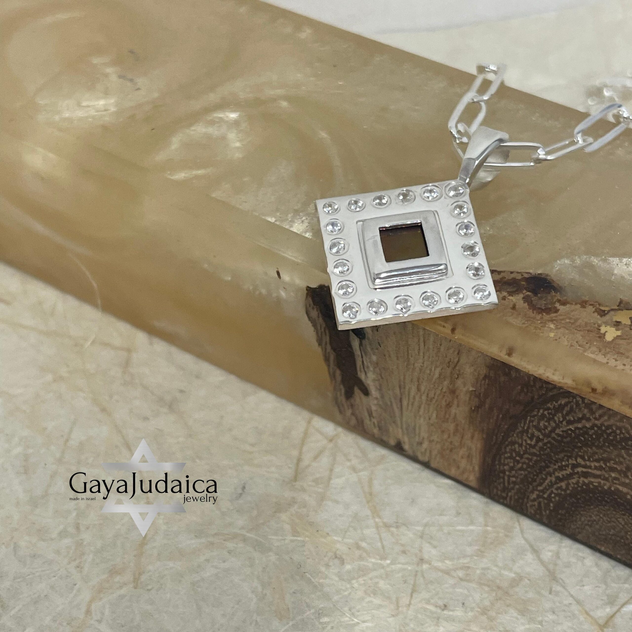 Nano Bible Sterling Silver Necklace, Zircon Paperclip Chain, Israeli Gift Nano Bible Sterling Silver Necklace, Zircon Paperclip Chain, Israeli Gift