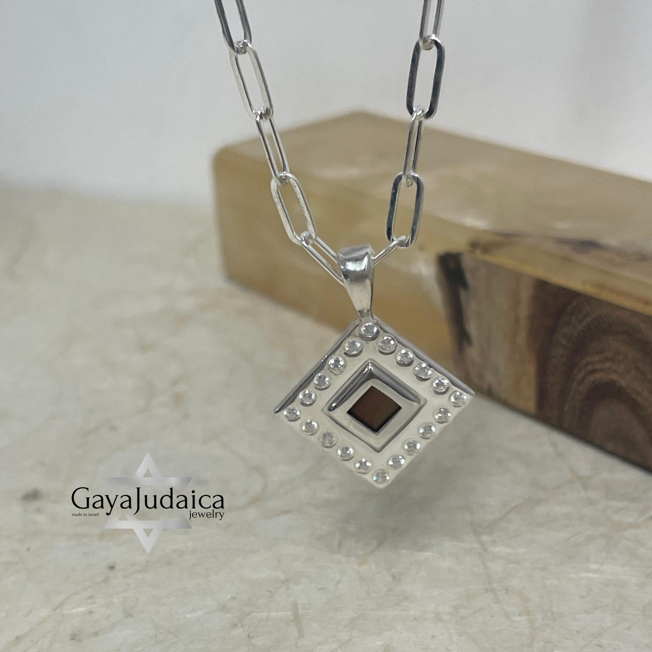 Nano Bible Sterling Silver Necklace, Zircon Paperclip Chain, Israeli Gift Nano Bible Sterling Silver Necklace, Zircon Paperclip Chain, Israeli Gift