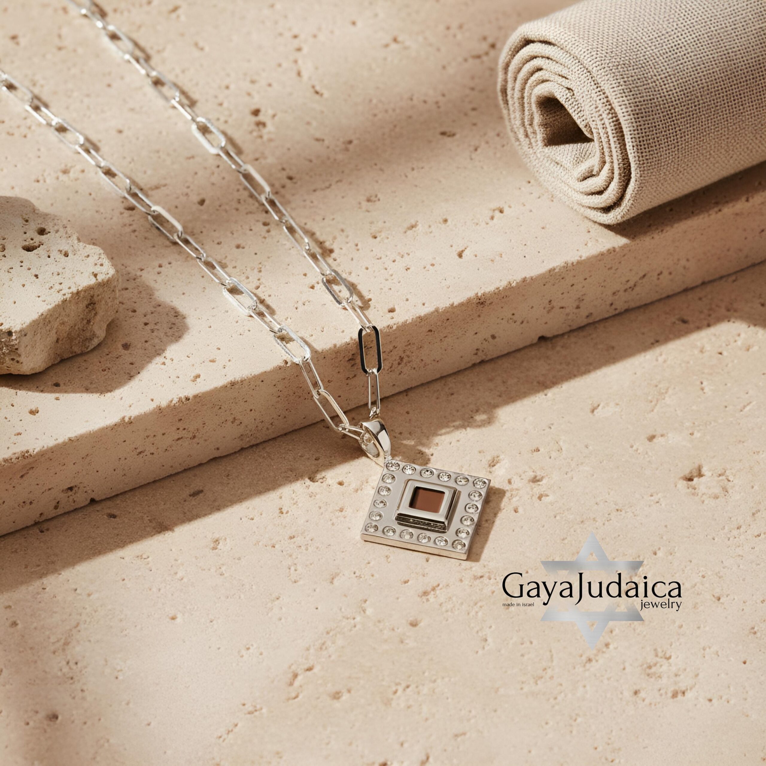 Nano Bible Sterling Silver Necklace, Zircon Paperclip Chain, Israeli Gift Nano Bible Sterling Silver Necklace, Zircon Paperclip Chain, Israeli Gift