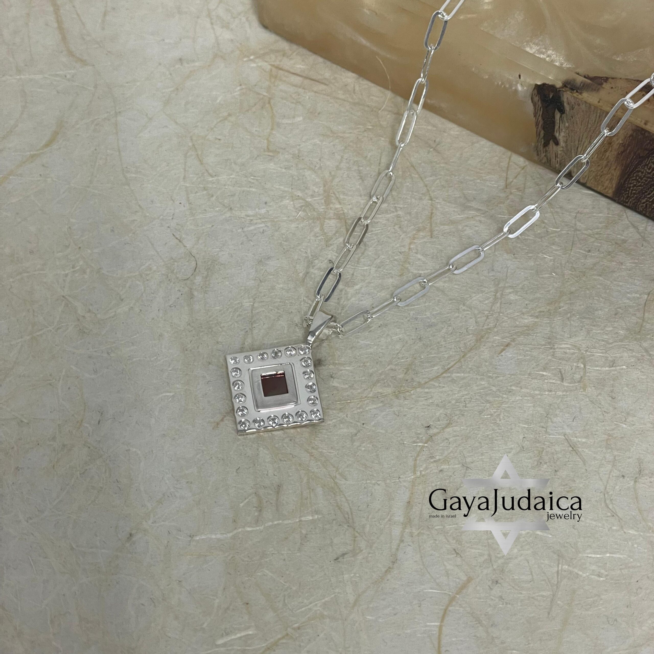 Nano Bible Sterling Silver Necklace, Zircon Paperclip Chain, Israeli Gift Nano Bible Sterling Silver Necklace, Zircon Paperclip Chain, Israeli Gift