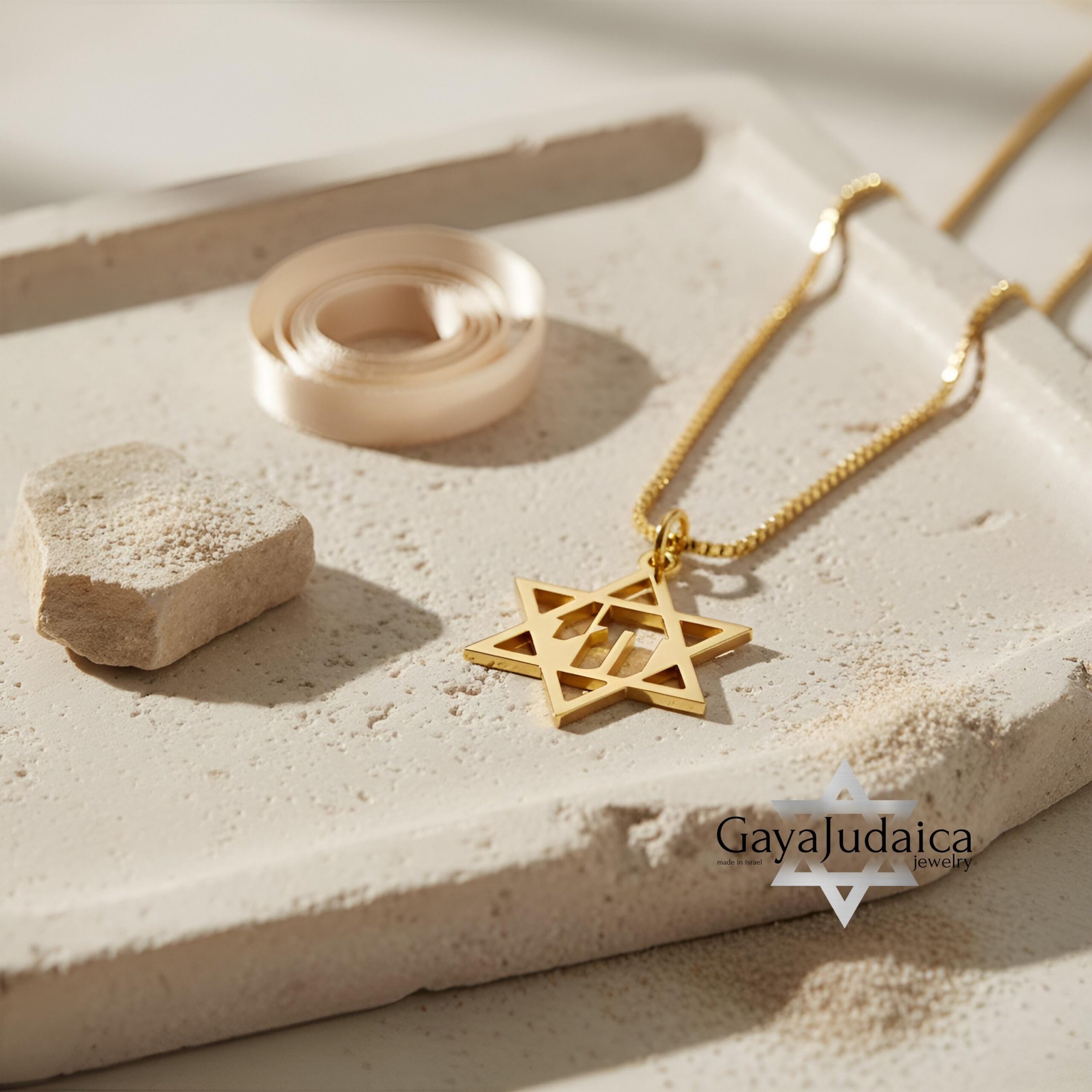 Chai Necklace Sterling Silver, Star of David Pendant 25mm, Gold or Rose Plated Chai Necklace Sterling Silver, Star of David Pendant 25mm, Gold or Rose Plated