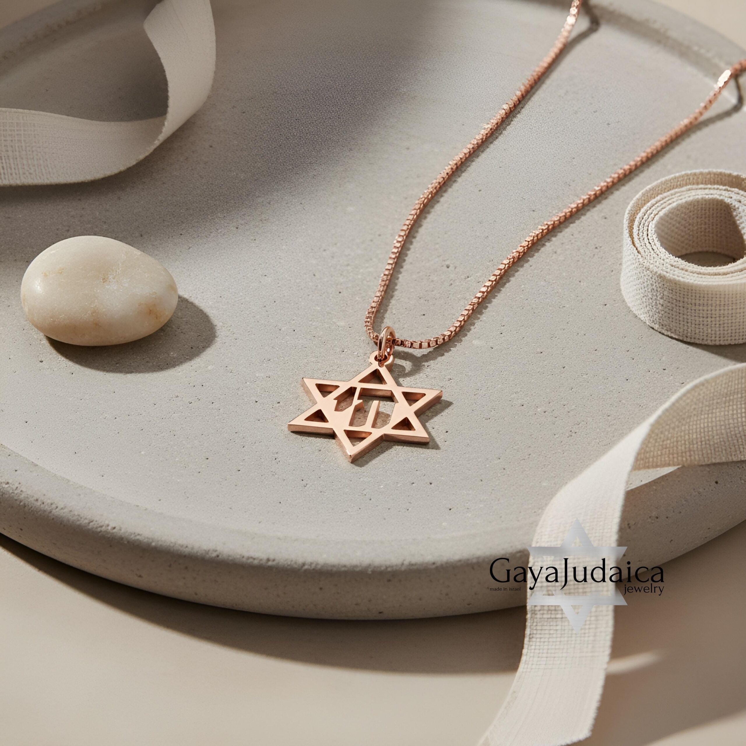 Chai Necklace Sterling Silver, Star of David Pendant 25mm, Gold or Rose Plated Chai Necklace Sterling Silver, Star of David Pendant 25mm, Gold or Rose Plated